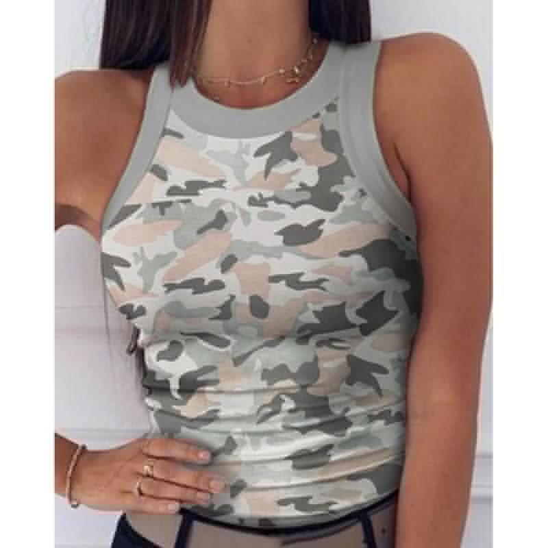 Women's Striped Round Neck Racerback Vest - Sexy Sleeveless Summer Top