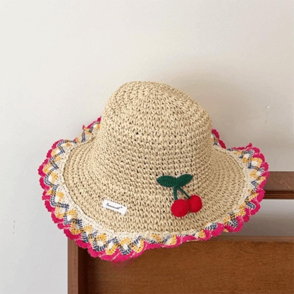 

Fashionable Large Brim Straw Hat Floral Tie Hollow out Sunshade Hat Ethnic Style Beach Holiday Hat Vacation розы красного