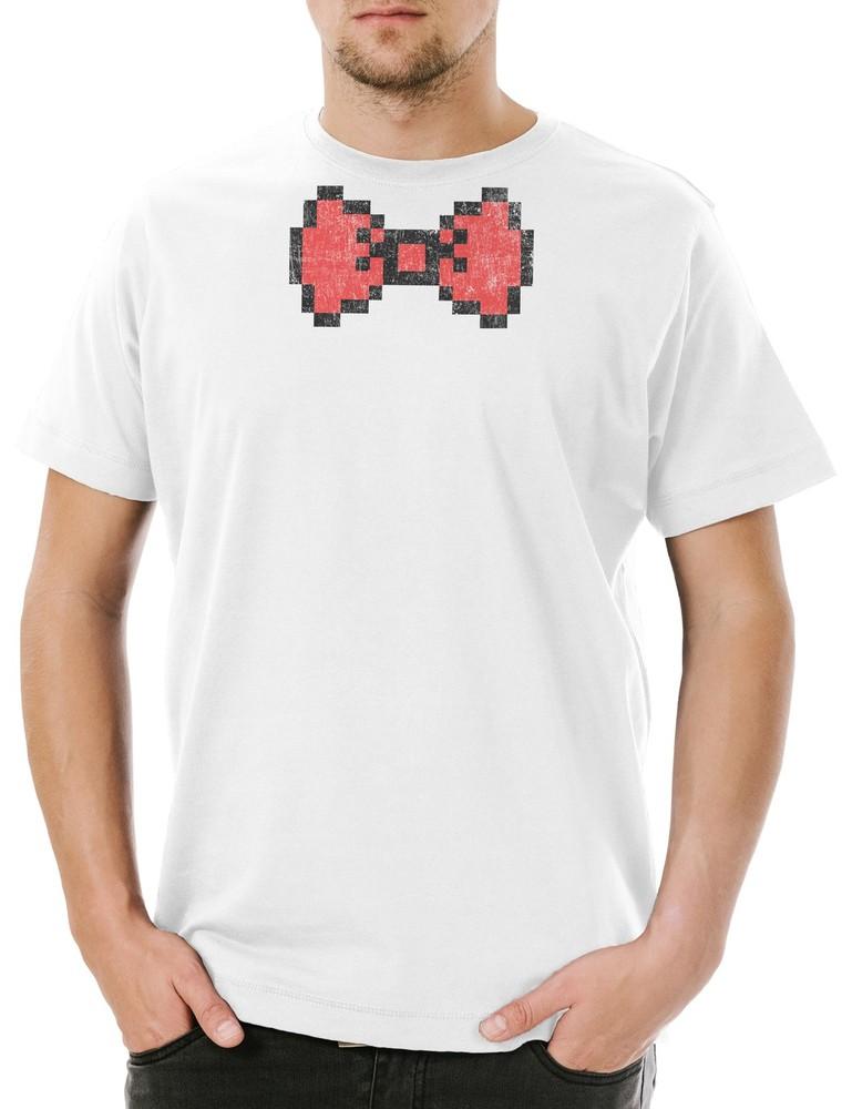 

Pixel Bowtie Herren T-Shirt Rote Red Flieg Bow Tie Anzug Karneval Fasching S