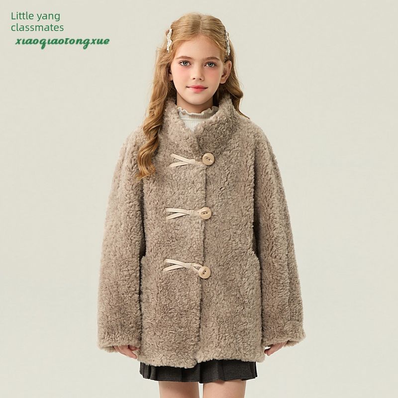 Children s Faux Fur Coat 2025 Autumn and Winter New Style Eco-Friendly Short Faux Mink Jacket for Girls and Older Children Gray 110