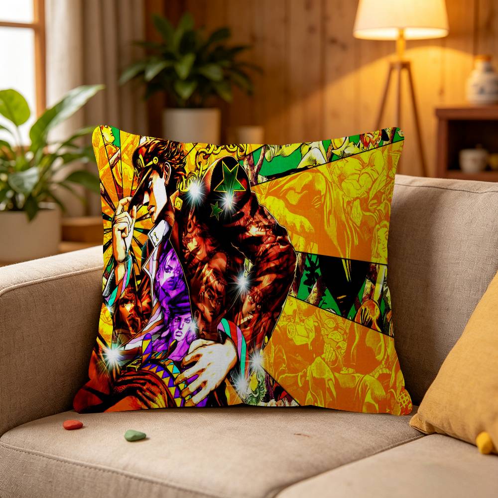 1PC Anime JoJo's Bizarre Adventure Cushion Cover Car Throw Pillow Case For Sofa Car Christmas Gift