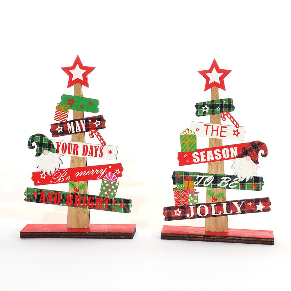Detachable Christmas Tree Wooden Ornaments Table Top Dress Up Photo Props For Christmas Decoration