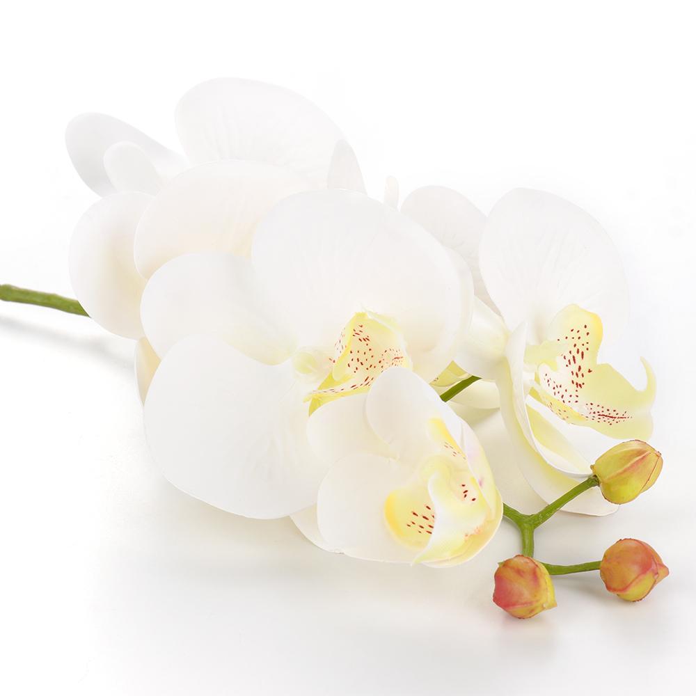 6 Head Artificial Phalaenopsis Orchid Flowers Fade Resistance Faux Orchid Stems for Vase Home Decor White