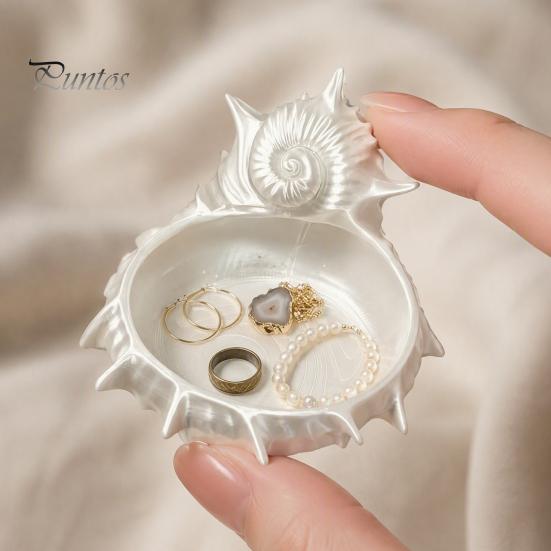 Ocean Theme Trinket Dish 3D Printed Conch Jewelry Tray, Sea Snail Bowl for Small Storage Tray Organizing Necklaces Earrings, Decorative Desk Organizer