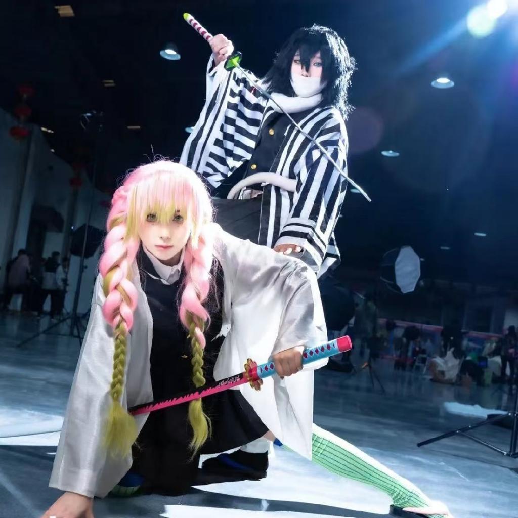 Anime Demon Slayer Kimetsu No Yaiba Iguro Obanai Haori Kimono Cosplay Costume Wig Snake Props White Halloween Costume