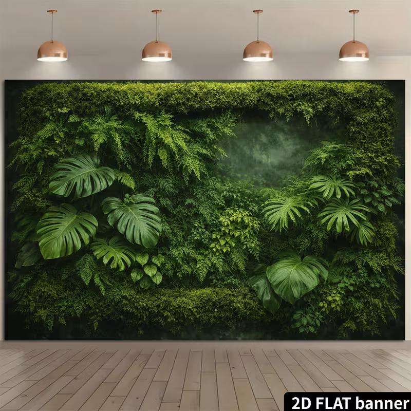 Tropische grüne Wandkulisse mit Monstera und Farnen Fotografie-Hintergrund