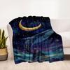 "Whale Moon Constellation Art Print - Celestial Ocean Decor"Blanket Flannel Throw Blanket for Sofa, Bed, Travel, Camping, Office, Couch, Cha