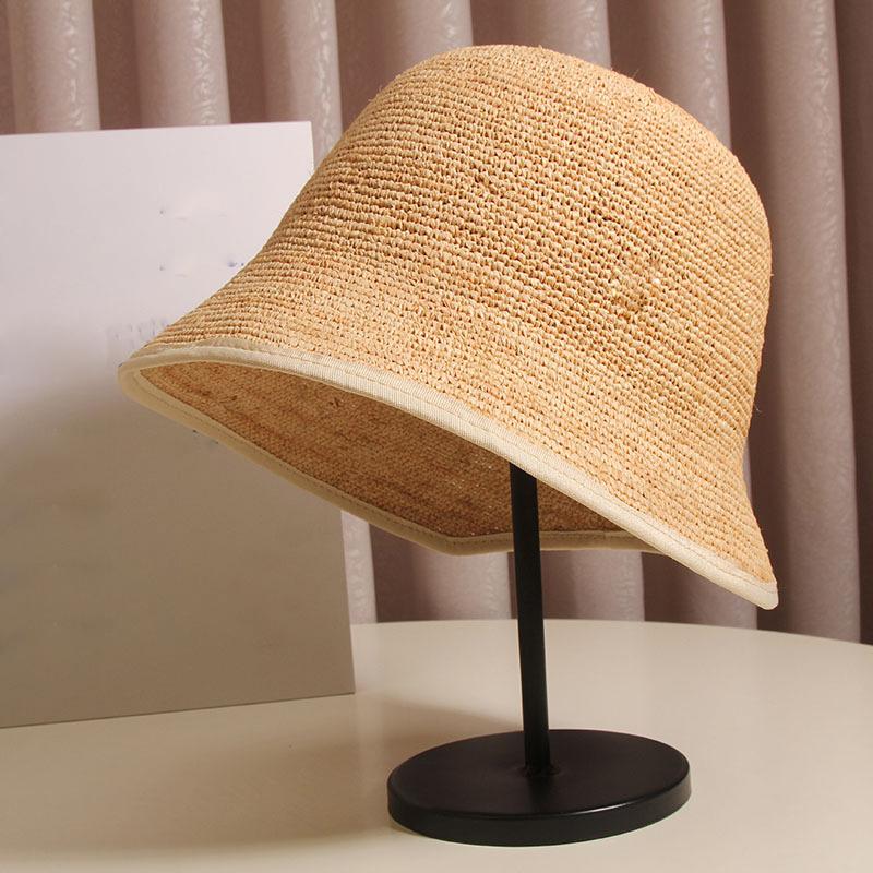 Small Brim Irregular Raffia Bucket Hat Women's Summer Simple Casual Straw Hat Fashion Trend Basin Hat