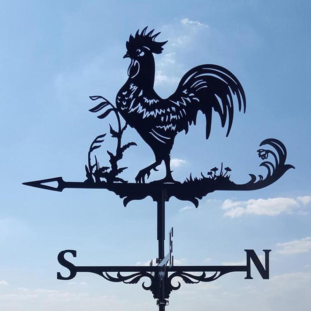 

M-Modern-Farm Stainless Steel Home Weather Vane Wind Direction Indicator Yard Measuring Tools For Outdoor Rooster Animal Bracket чорний