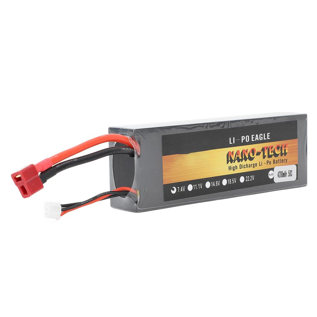 7.4V 4200mAh Lithium Battery Replacement 50C 2S Lightweight Hard Case RC Lithium Battery for 1/8 and