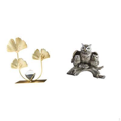 Leaves Owl Statue Bookshelf Sculpture Figurines Tabletop Ornament Birthday Housewarming Gift Bedroom