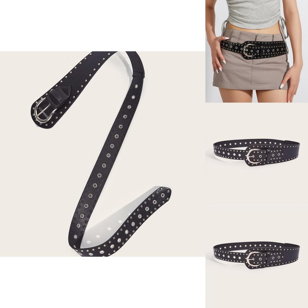 Punkinspired Alloy Buckle Belt With Faux Leather Material For Fashion Enthusiasts