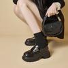 Small leather shoes women's 2025 autumn new round head platform single shoes women's black college style versatile loafers dress shoes