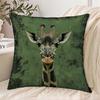 2D Flat- Vintage Giraffe Print Square Throw Pillow Cover Rustic Green Wild Animal Home Decor Cushion Case For