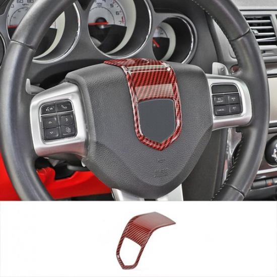 Red Carbon Steering Wheel Decor Cover Trim for Dodge Charger Challenger 2009-14