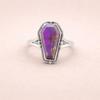 Purple Copper Turquoise Ring 925 Sterling Silver, Coffin Statement Ring, Handmade Boho Gothic Gemstone Ring
