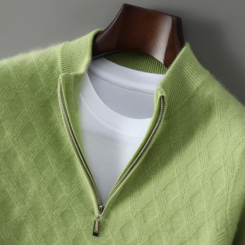 Herren Kaschmirwolle Reißverschluss Pullover - Hochwertige Business Casual Strickware
