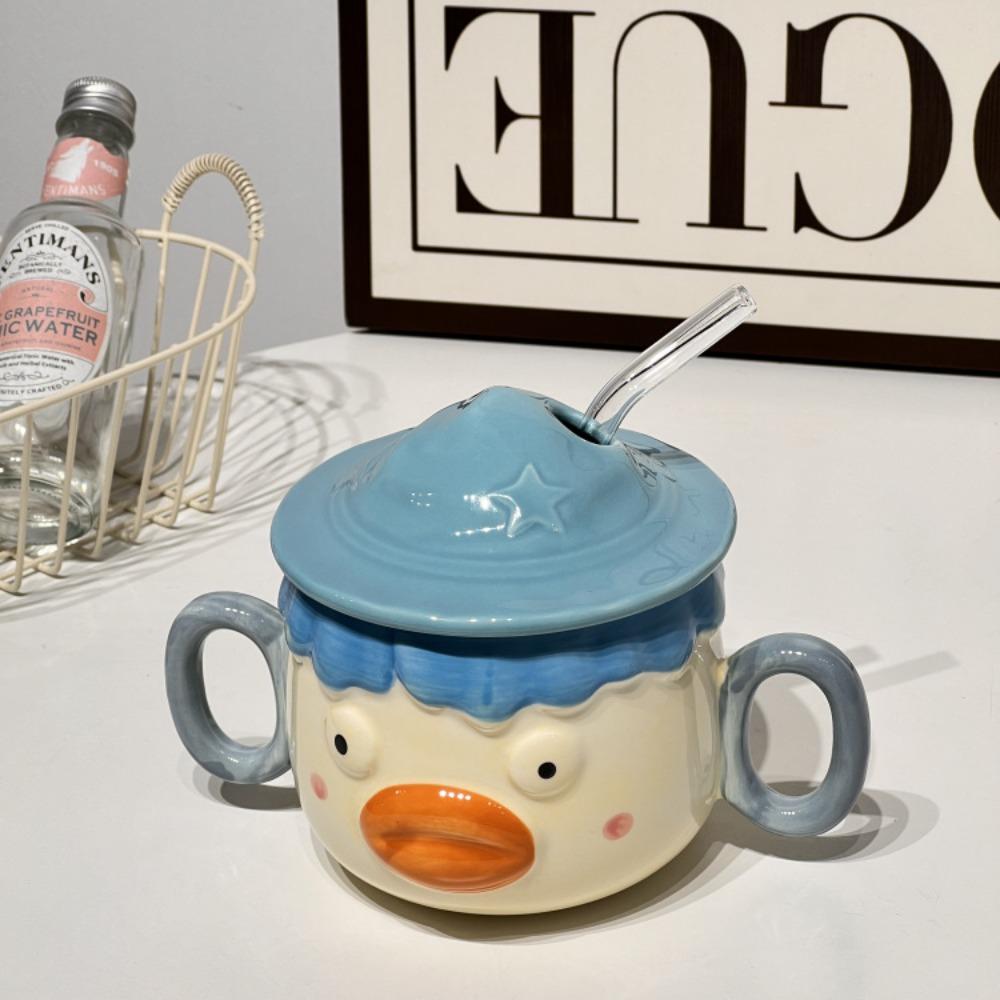 Mug Ceramic Cup Cute Girl Heart Funny Birthday Gift High Value for Girlfriends with Lid with Straw Water Cup