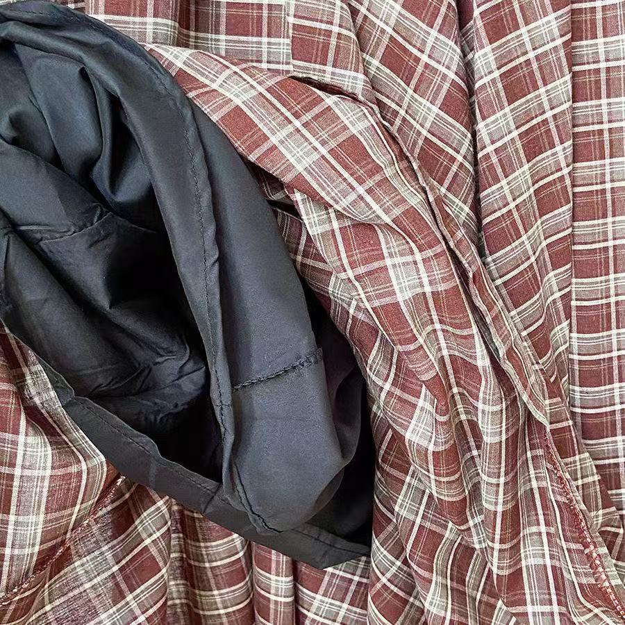 Korean Style Plaid A-line High Waist Skirt - Summer Slimming Mid-length