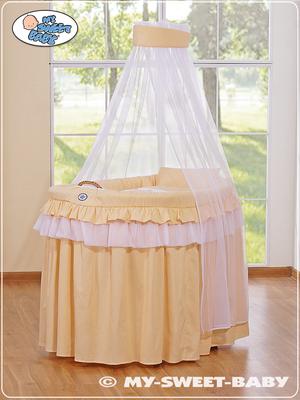 Wicker Moses Basket with Canopy - Little Princess Peach