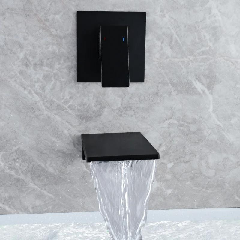 Brass Black Waterfall Basin Tap Chrome Waterfall Bathtub Sink Faucet Single Handle Bathroom Cold And Hot Mixer Tap Faucet