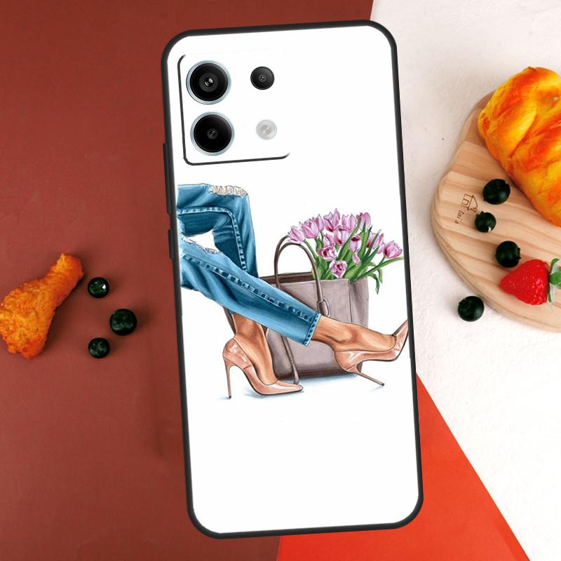 Fashion High Heels Case For Xiaomi Redmi Note 14 Pro 9 10 11 12 13 Pro 10S 11S 12S Redmi 13C 10C 12C 14C Coque