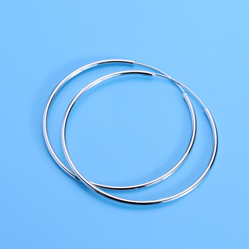 Sterling Silver Women's Temperament Korean Simple Versatile Oversized Circle Earrings Student Earrings Pendant