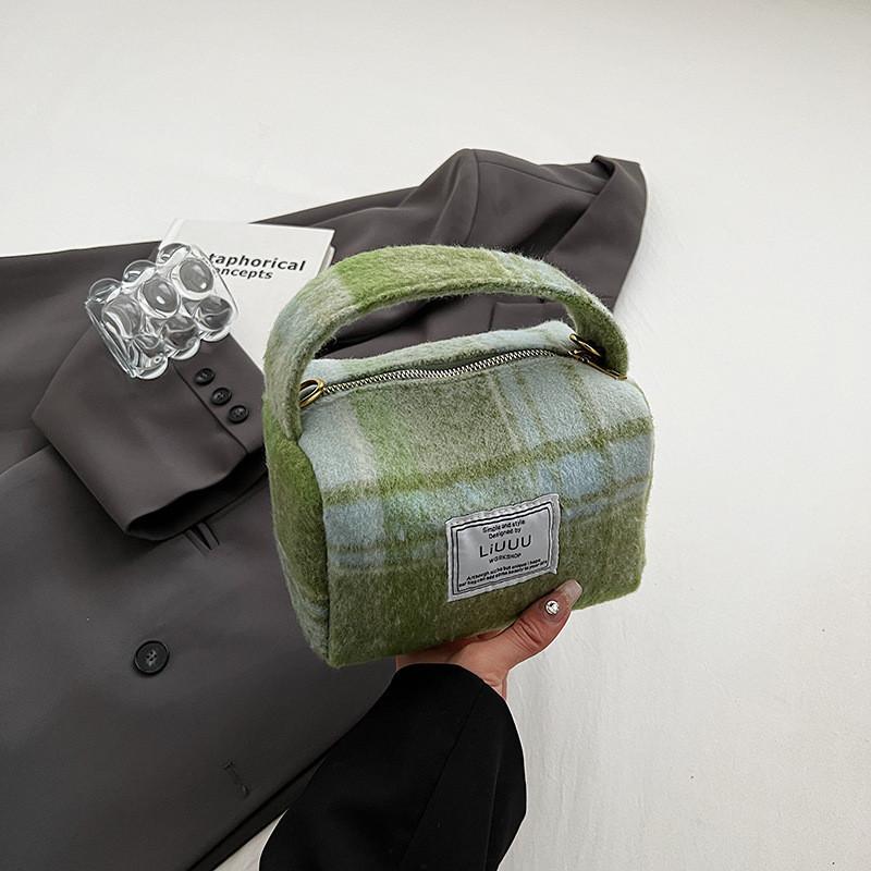 Stylish Retro Color Block Woolen Square Bag For Women Shoulder Crossbody Bag