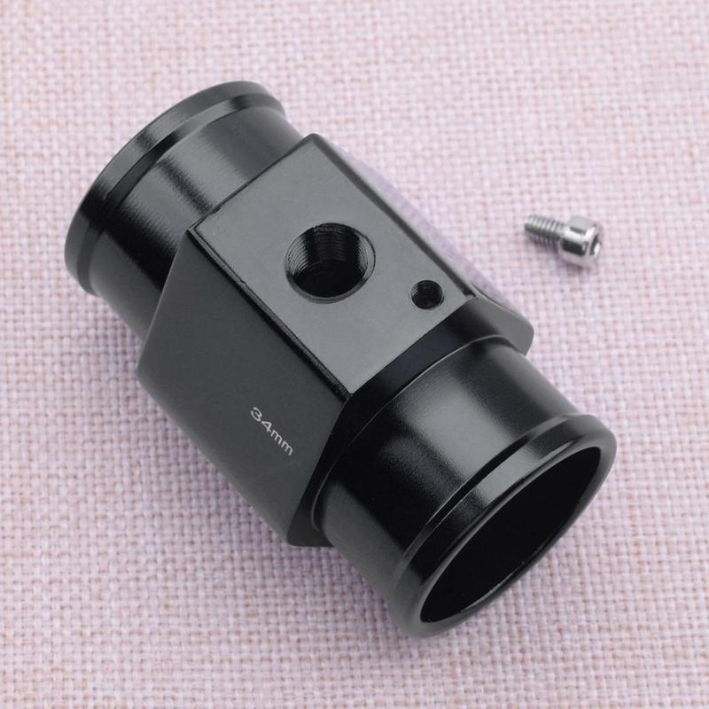 34mm Black Car Water Temp Temperature Joint Pipe Sensor Gauge Radiator Hose Adapter With Clamps
