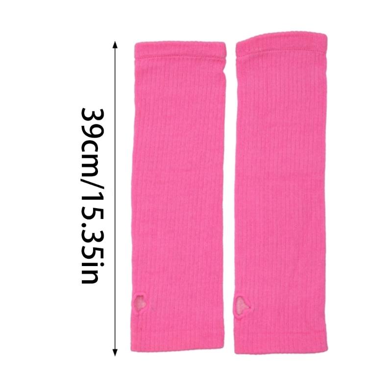 Long Fingerless Gloves for Women Winter Warm Stretchy Arm Warmer Knit Mittens with Thumbhole for Writing Texting