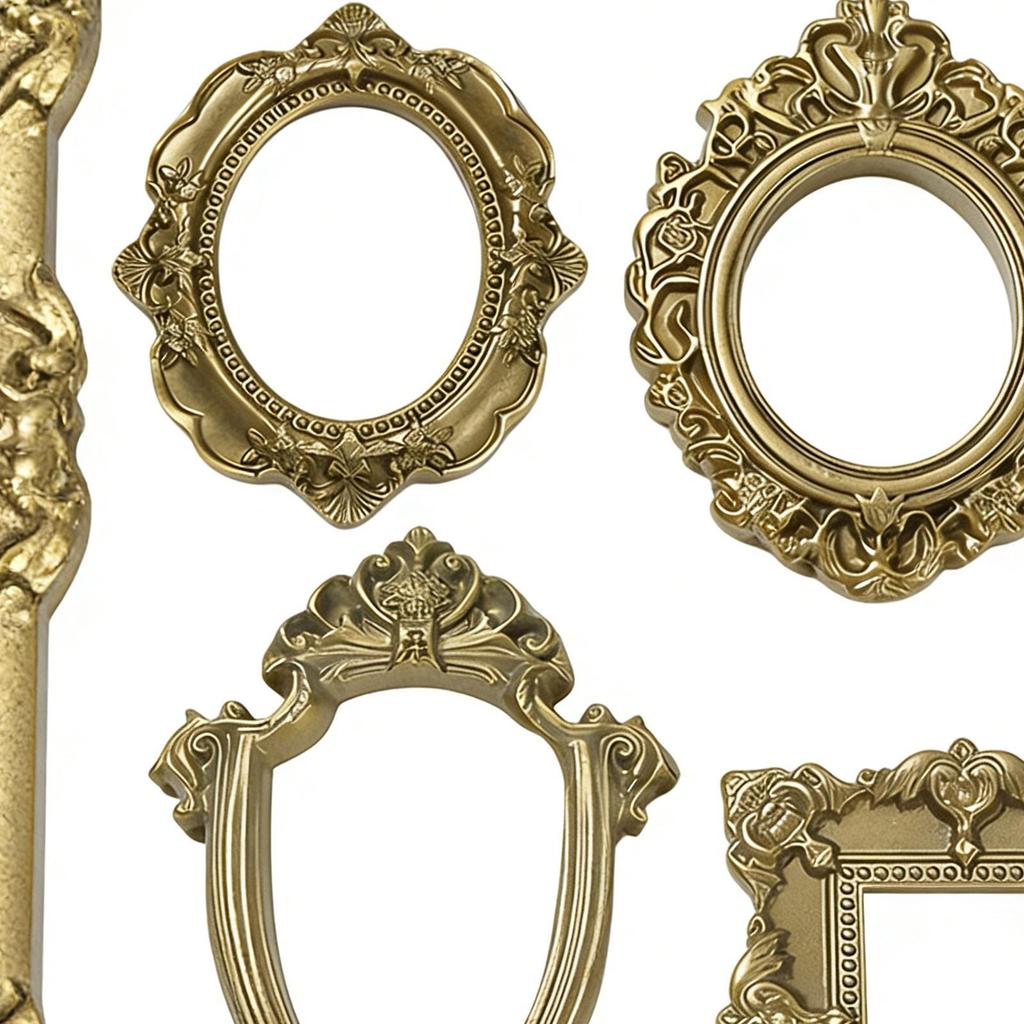 5PCS Gold Vintage Photo Frame Art Jewelry Decorative Home Photography Background Shooting Props Mini Picture Trinkets Frame
