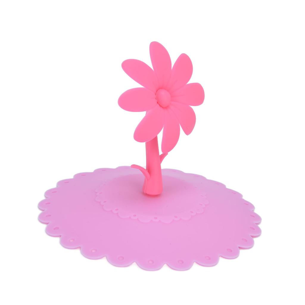 Silicone Lid Dustproof Hot and Cold Beverage Cup Cover with Flower Shape Handle for Kitchen Home