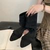 2025 New Retro Button Round Head Sandals Temperament Suede Low Heel One Word Cool Boots Roman Boots