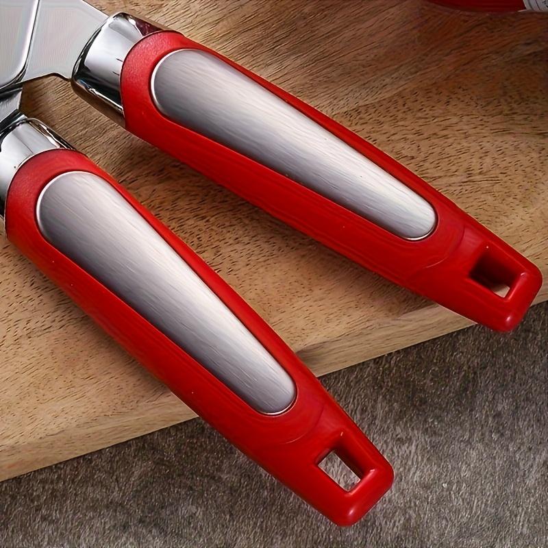 Manual Can Opener with Safety Cover and Ergonomic Red Handle - Heavy-duty and Easy To Grip Kitchen Tool, Perfect Gift for Christmas
