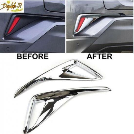 For Toyota C-HR CHR 2018- Chrome 2PCS Rear Fog Lamp Bumper Light Cover Trim