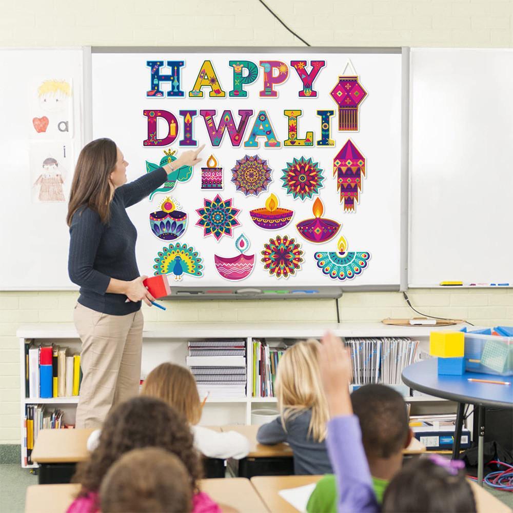 Themed Diwali Party Card Stickers Festival Scene Arrangement Props Decoration