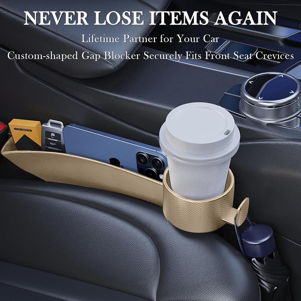 Car Seat Gap Filler Set Of 2, Upgraded Car Side Seat Gap Fillers With Organizer, Cup Holder & Hook Function, Erts Between Front Seats Console Catcher