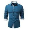 Men's Dress Shirt Long Sleeve Casual Button Down Shirts Regular Fit Inner Contrast Shirt for Business Party