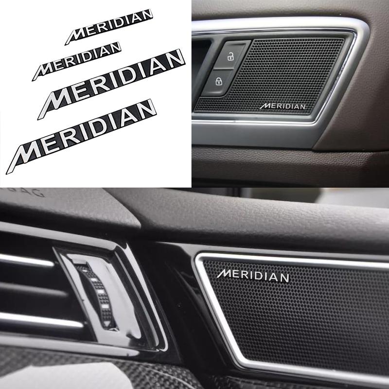 8/4/2Psc Aluminum Car Styling MERIDIAN Logo Emblem 3D Aluminum Speaker Audio Auto Emblem Decorate Sticker Decals Accessories