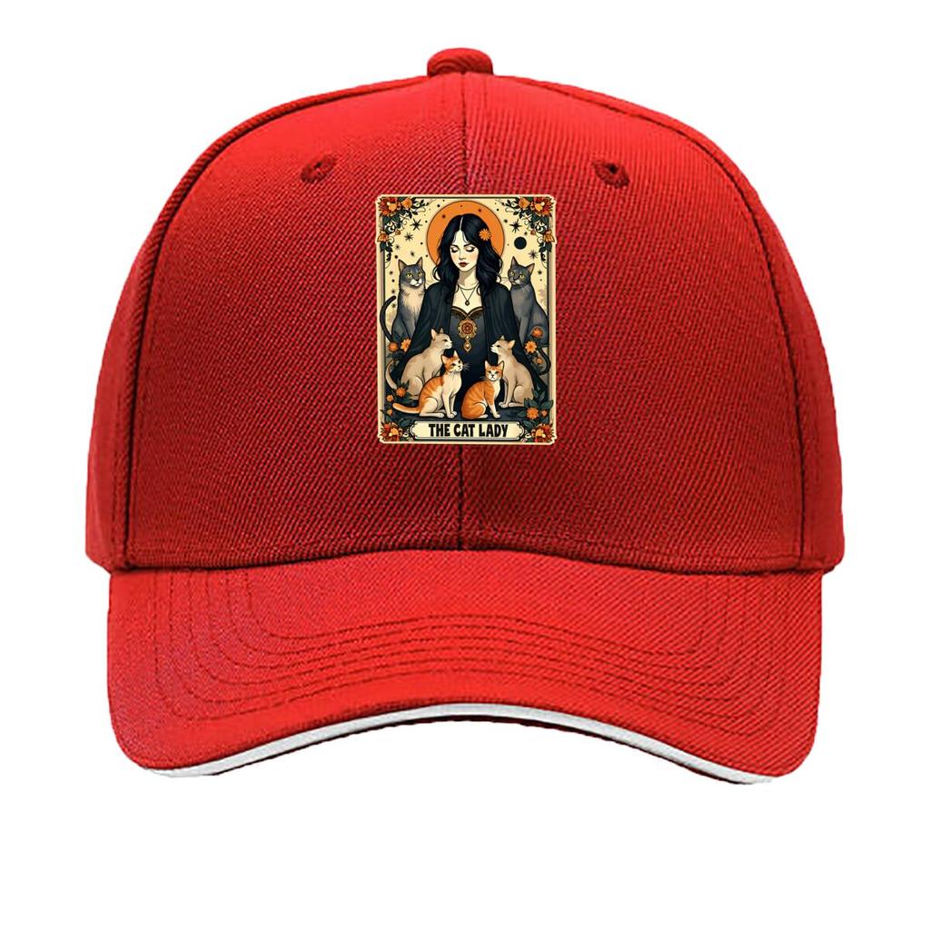 The Cat Lady Tarot Card Gothic Witchy Cats Sandwich Baseball Cap Unisex Women Sun Cap Outdoor Workouts Hat