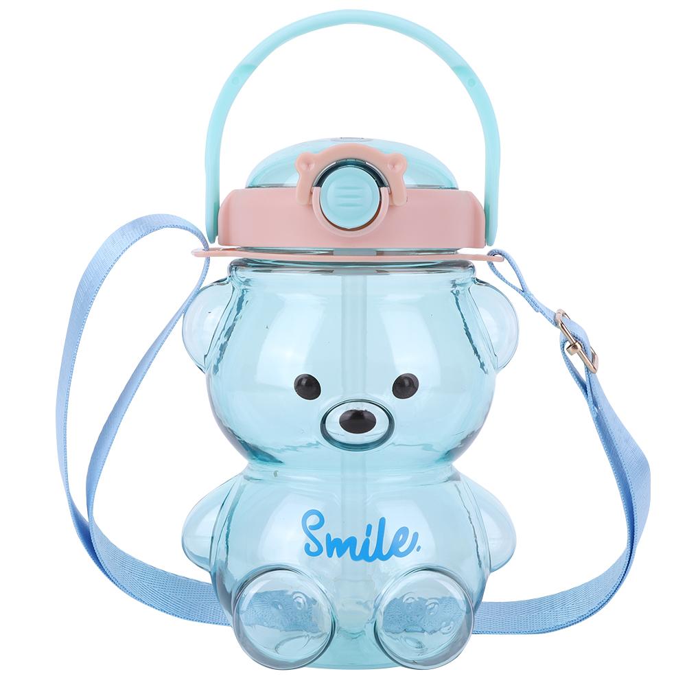 1000/1400ml Sticlă de Apă Urs cu Curea de Umăr Sticlă de Băut Urs Drăguț Portabilă de Călătorie Cană cu Pai pentru Băieți Fete Uz Zilnic