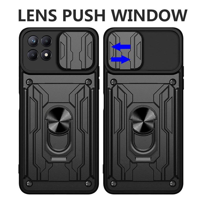 Case For Xiaomi Redmi 10C Luxury Shockproof Slide Camera Lens Armor Phone Cases For Redmi 10C 10 C redmi10C 4G  Card Holder Ring Stand Cover