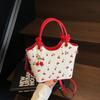 New trendy girl handbag fashion commuter cherry tote bag niche printed texture shoulder bag armpit bag