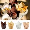 50PCS Tulip Cake Paper Cup Dessert Muffin Cup Flame Cups Disposable Baking High-temperature Resistant Cake Oil Proof Paper Tray