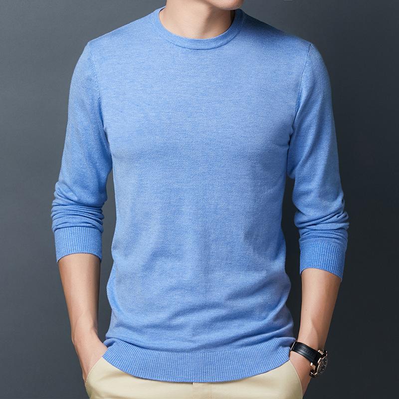 Dünner Pullover mittleren Alters Herren Rundhals Langarm-T-Shirt Pullover Trendy Frühling und Herbst Jugendpullover Herren Wollpullover