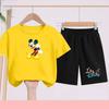 Children's Set - Disney Print Summer Boys' and Girls' Sports T-Shirts, Casual Short-Sleeved Shorts Set, 2-piece, for Ages 2-13