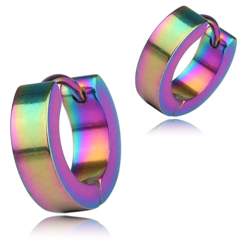 

[Adelina Style] hoop earrings Popularity Thick Width 4mm mirror surface 1 pair Leave it on 18G men s ladies ring earrings surgical stainless steel