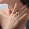 Tancise Jewelry Yellow 10 * 10 Zircon Surround Ring Fashion Personality 925 Silver Women's Ring