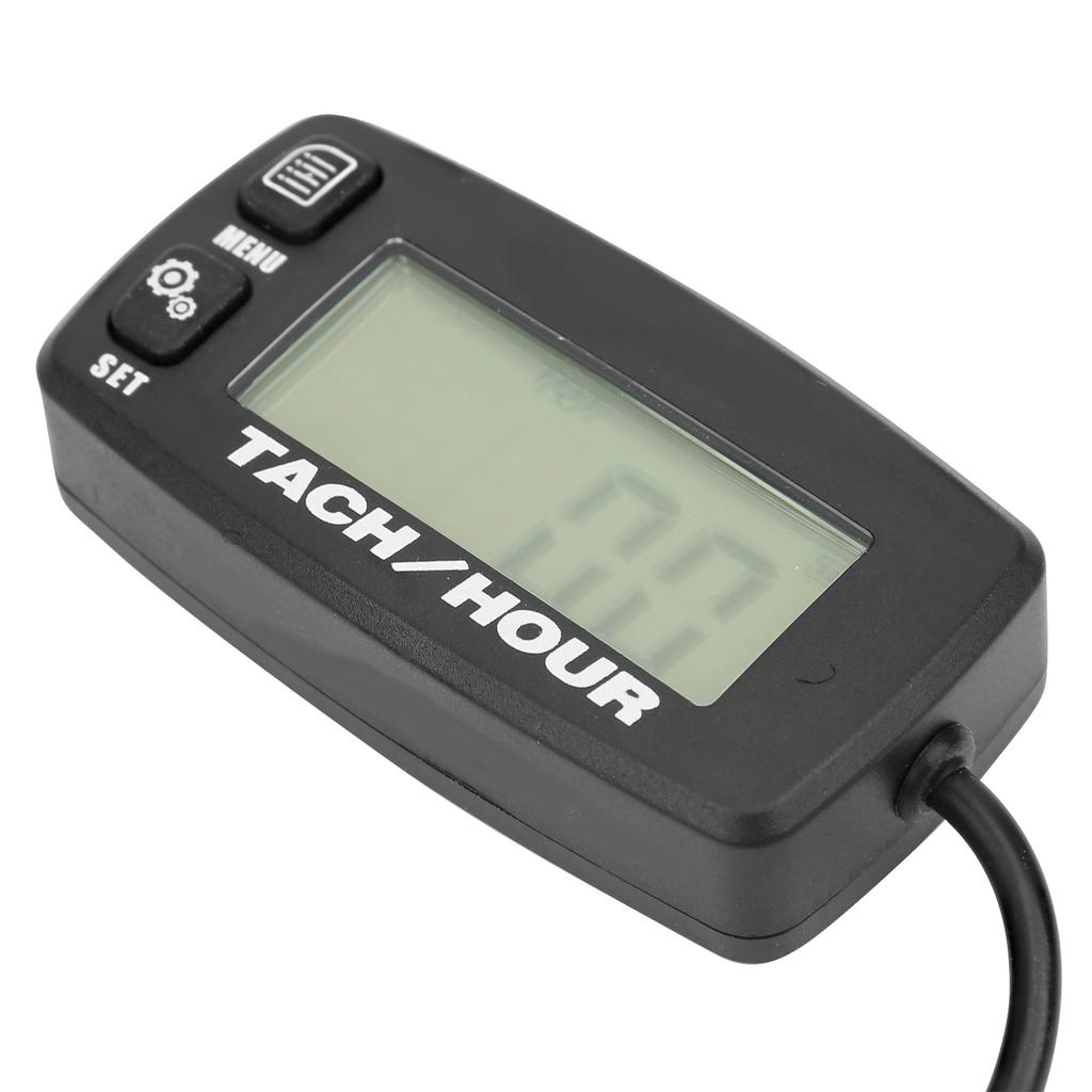 LCD Backlit Gauge Resettable Inductive Tachometer Hour Meter for 2 4 Stroke Engines