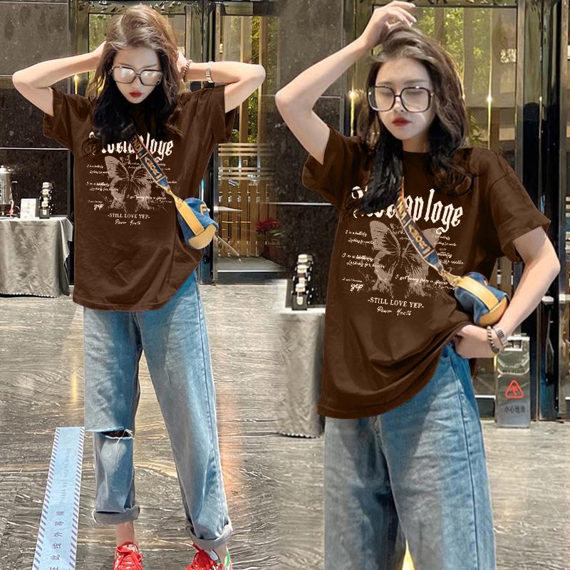 White inner cotton long loose short-sleeved T-shirt women's 2025 summer new large version top bottoming shirt M